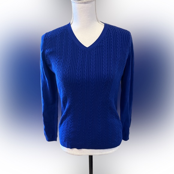 *Small Brilliant Royal Blue Fitted Crew Neck Sweater Talbot - Picture 1 of 14